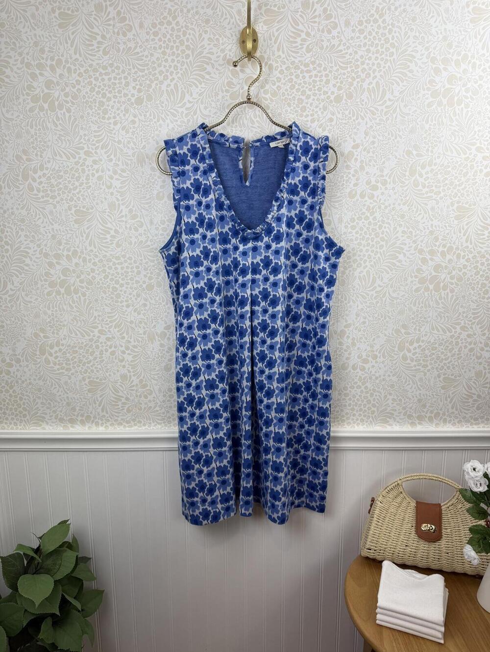 Tyler Boe Blue Floral Sleeveless V-Neck Jillian Shift Dress - Size - Medium